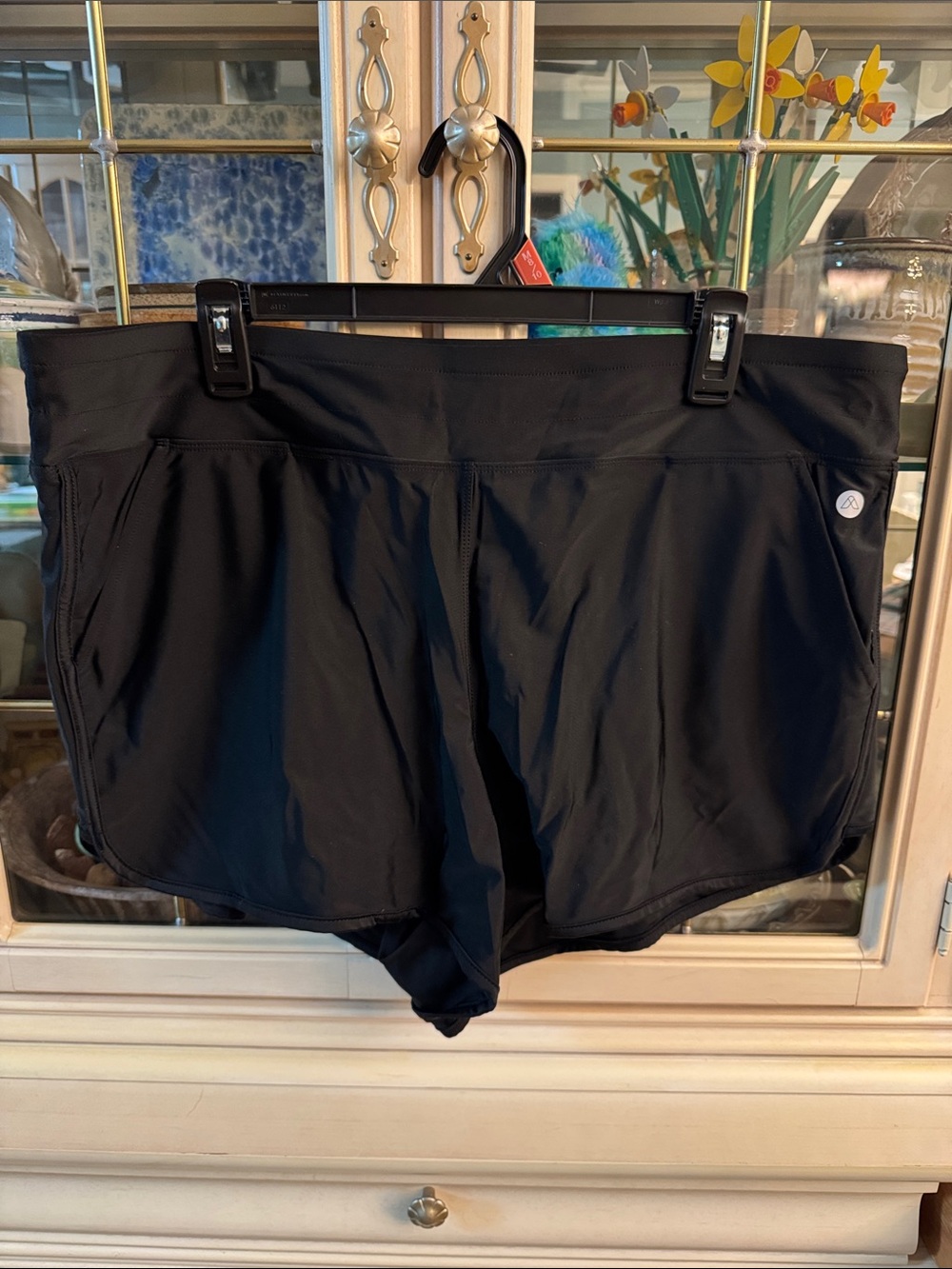 Women’s Livi Black Athletic Running or Swimming Shorts with Built-In Panty